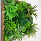 Plantframe/Pflanzenwand/Mooswand "YUCATAN" aus Realtouch Kunstpflanzen in Fichtenholzrahmen