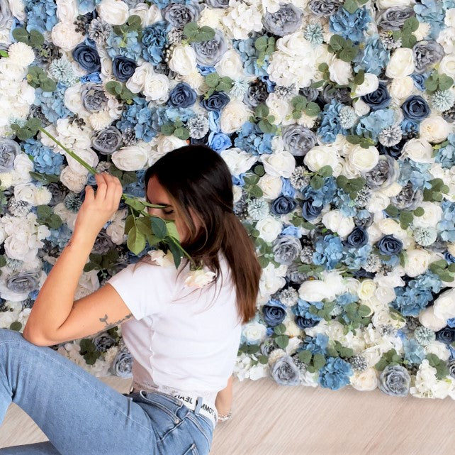 Blumenpanel "BLUE GARDEN" aus Realtouch Kunstpflanzen