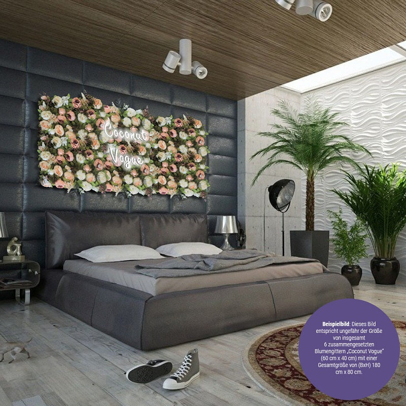 Pflanzenbild "COCONUT VOGUE" aus Realtouch Kunstpflanzen, Holzrahmen mit weißem Decor - nelliflower.de