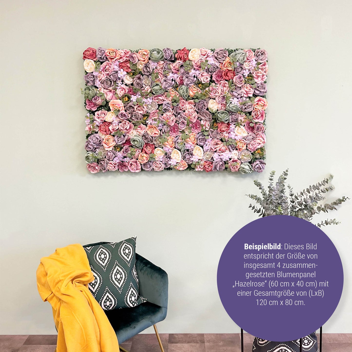 Blumenpanel "HAZELROSE" aus Realtouch Kunstpflanzen