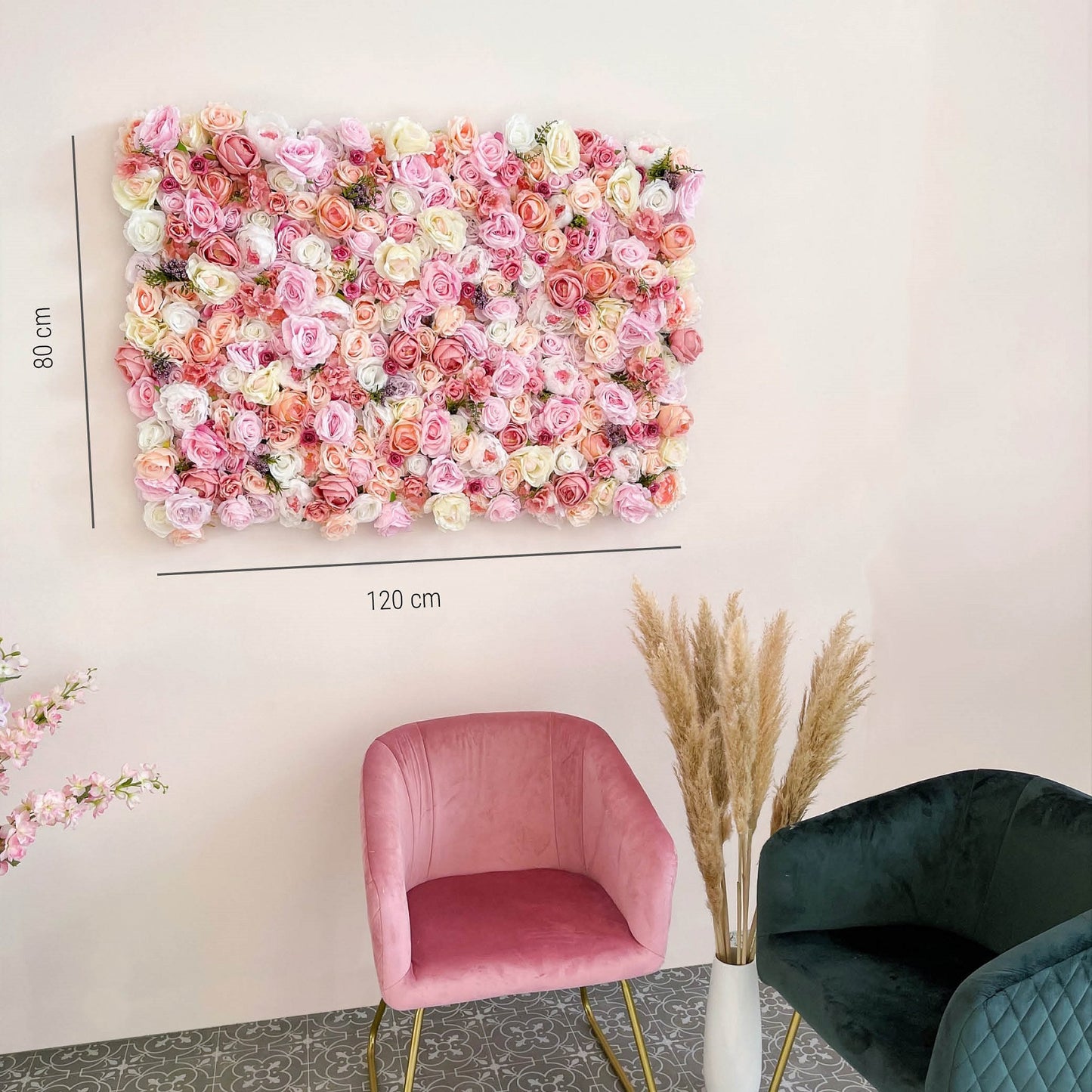 Blumenwand „BLOOMYLICIOUS“ aus Realtouch Kunstpflanzen