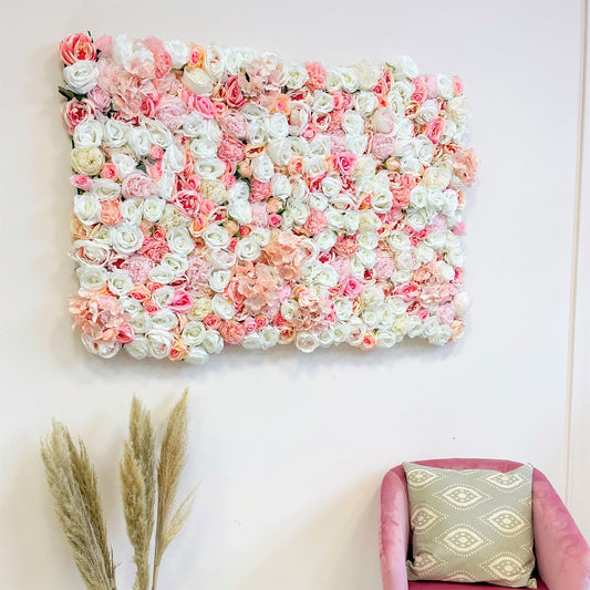 Blumenwand „COTTON CANDY“ aus Realtouch Kunstpflanzen