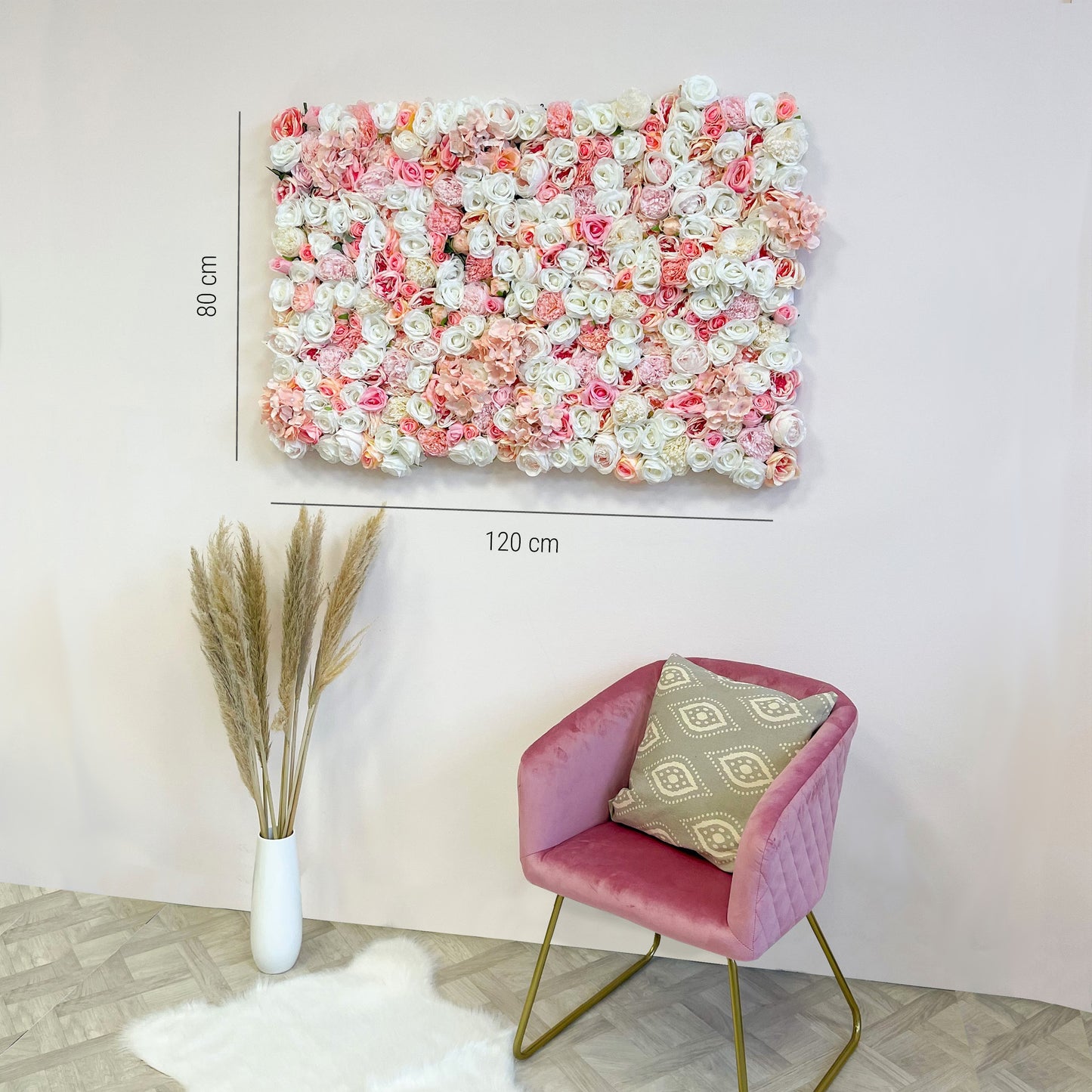 Blumenwand „COTTON CANDY“ aus Realtouch Kunstpflanzen
