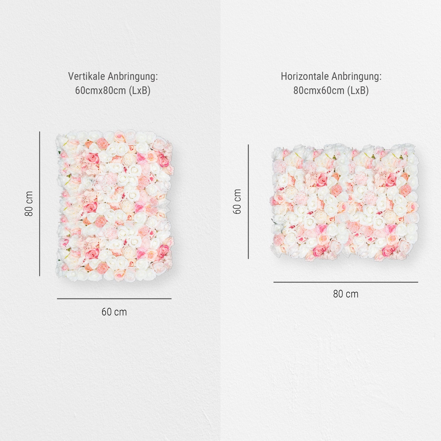 Blumenwand „COTTON CANDY“ aus Realtouch Kunstpflanzen