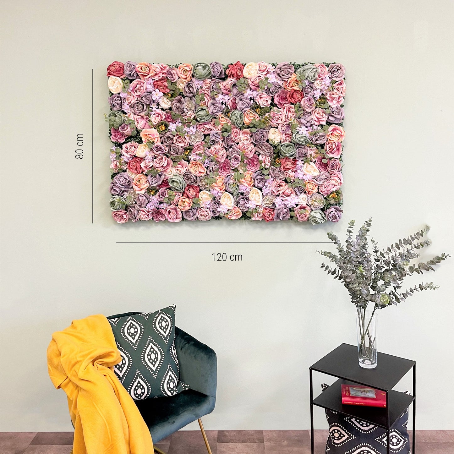 Blumenwand „HAZELROSE“ aus Realtouch Kunstpflanzen