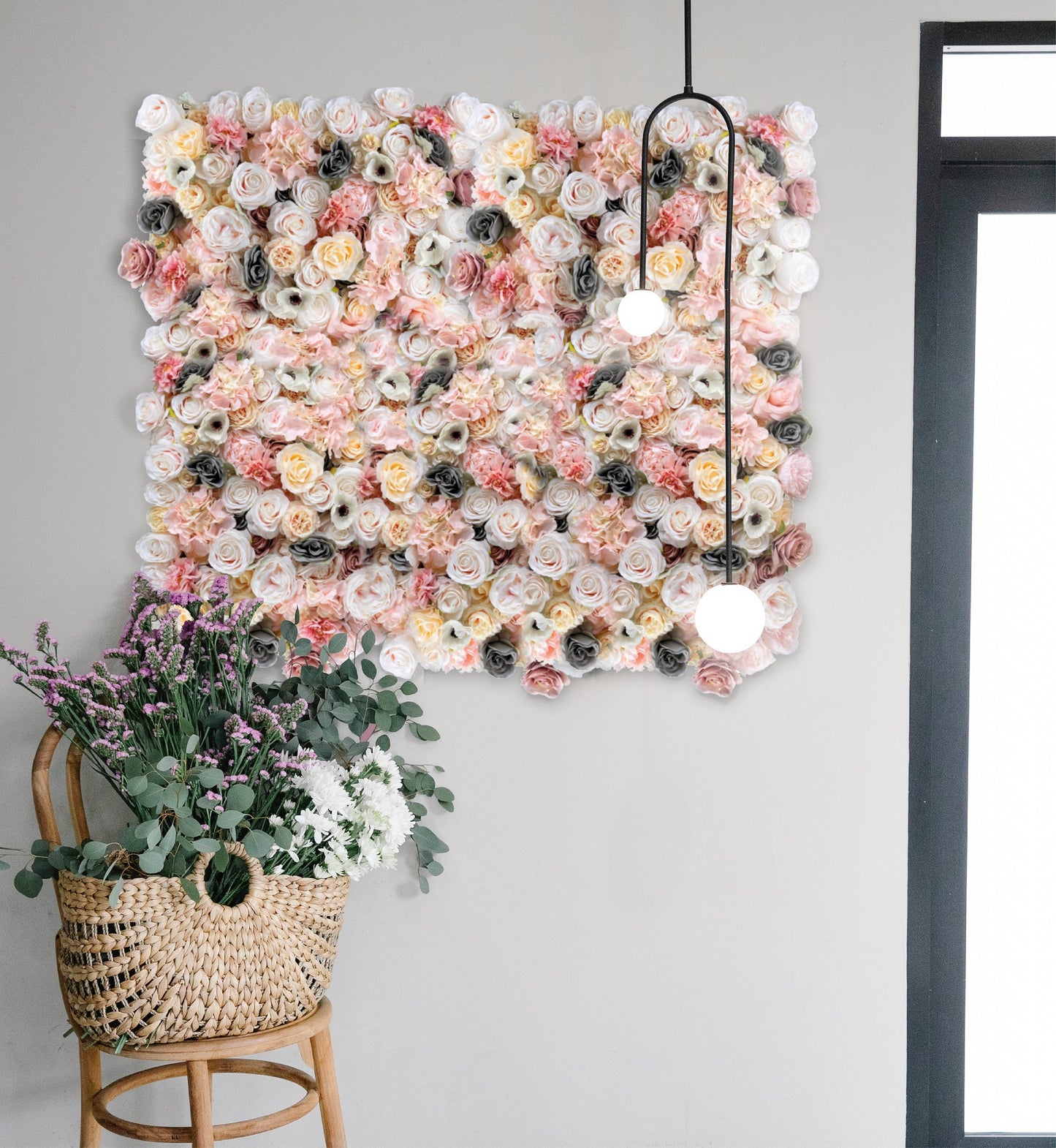 Flowerframe "HOME" aus Realtouch Kunstpflanzen, Holzrahmen mit weißem Decor - nelliflower.de