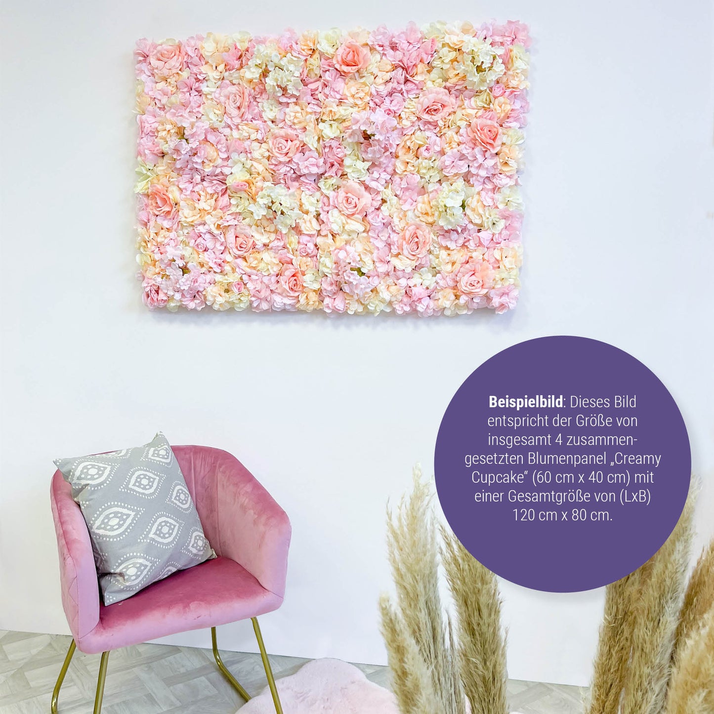 Blumenpanel "CREAMY CUPCAKE" aus Realtouch Kunstpflanzen