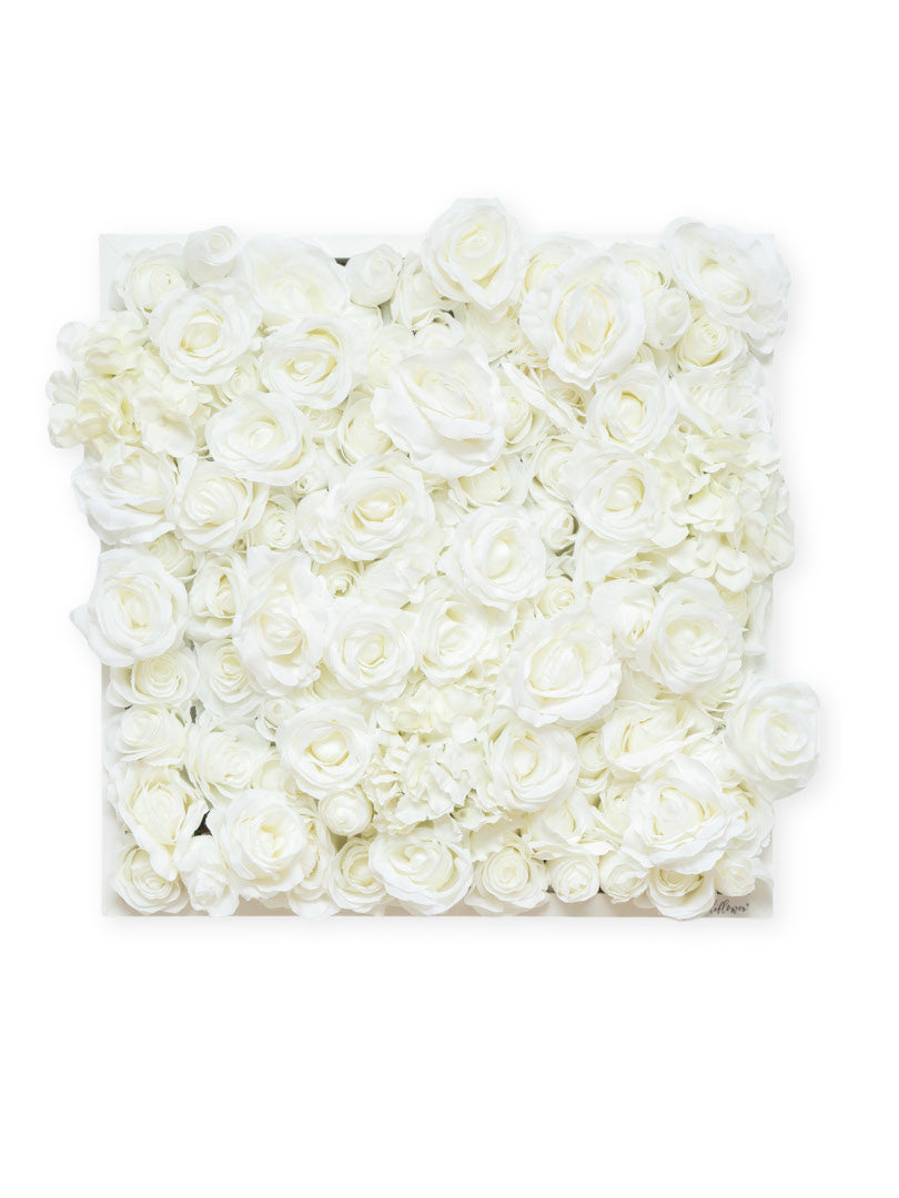 Flowerframe "EMMA" aus Realtouch Kunstpflanzen, Holzrahmen mit weißem Decor - nelliflower.de