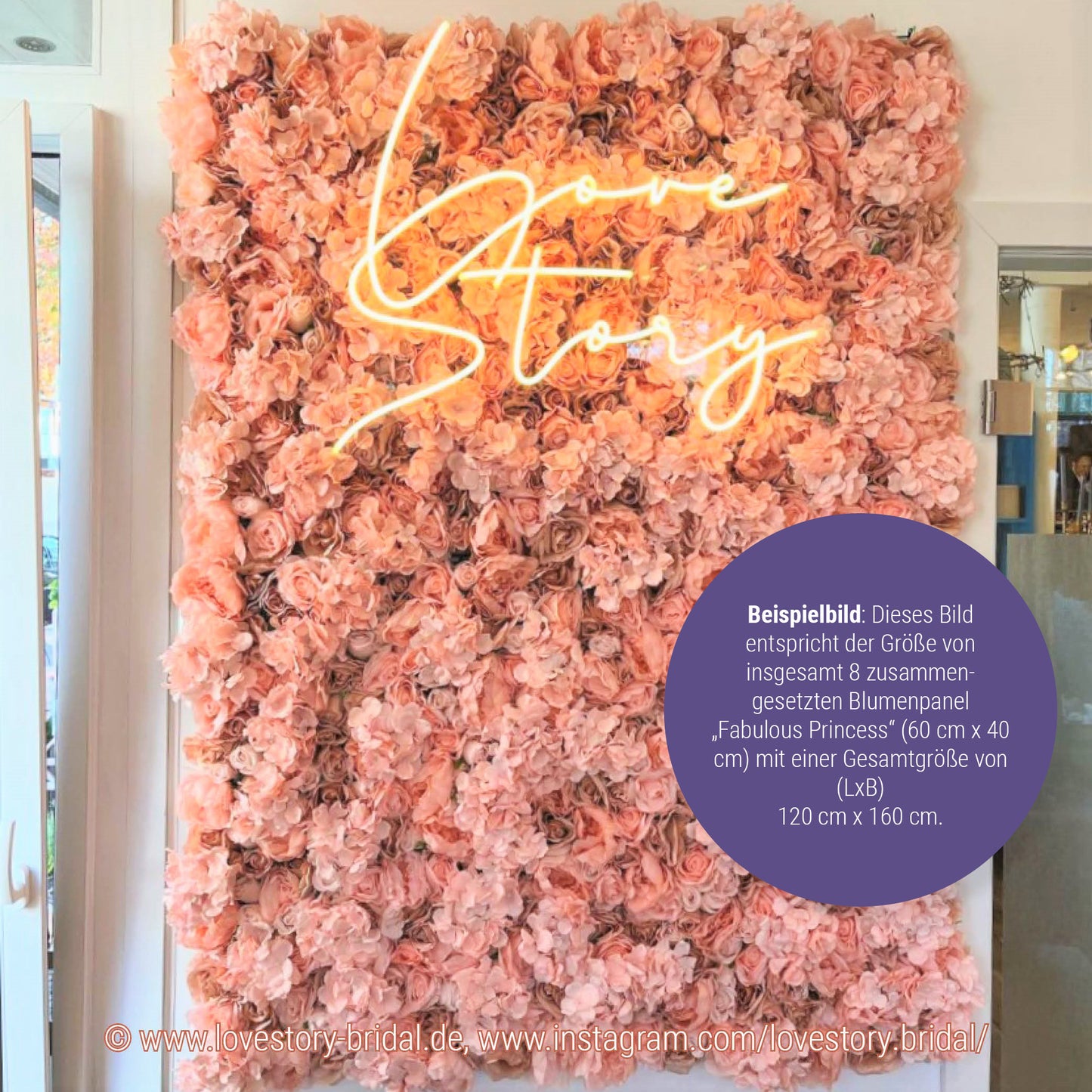 Blumenpanel "FABULOUS PRINCESS" aus Realtouch Kunstpflanzen