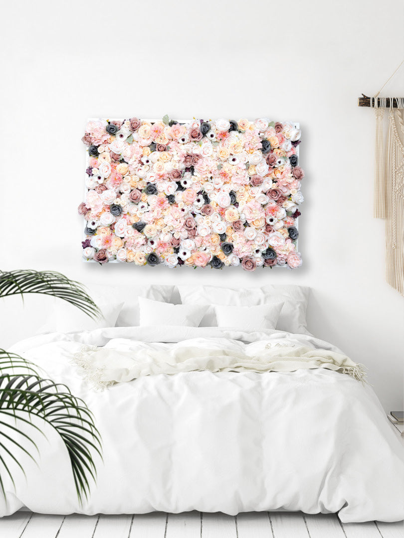 Flowerframe "HOME" aus Realtouch Kunstpflanzen, Holzrahmen mit weißem Decor - nelliflower.de
