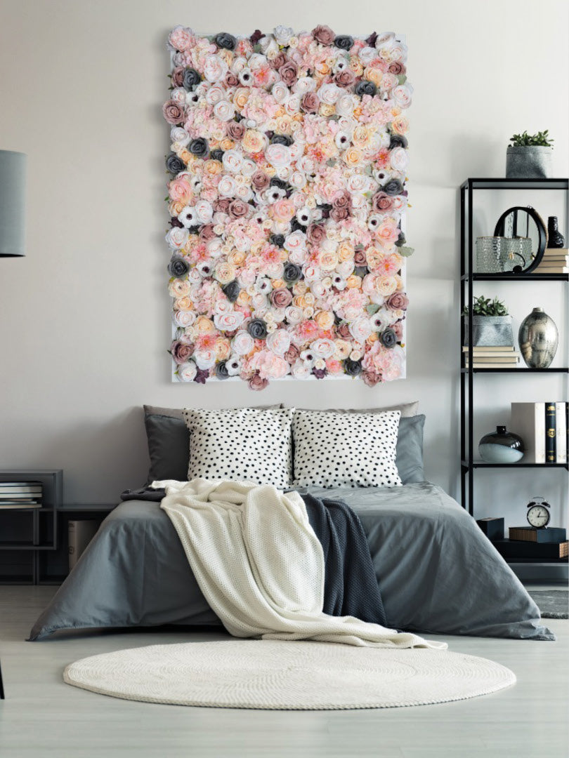 Flowerframe "HOME" aus Realtouch Kunstpflanzen, Holzrahmen mit weißem Decor - nelliflower.de