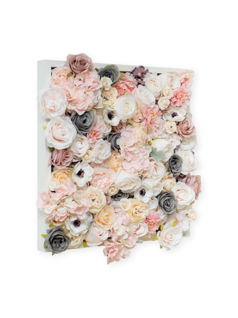 Flowerframe "HOME" aus Realtouch Kunstpflanzen, Holzrahmen mit weißem Decor - nelliflower.de