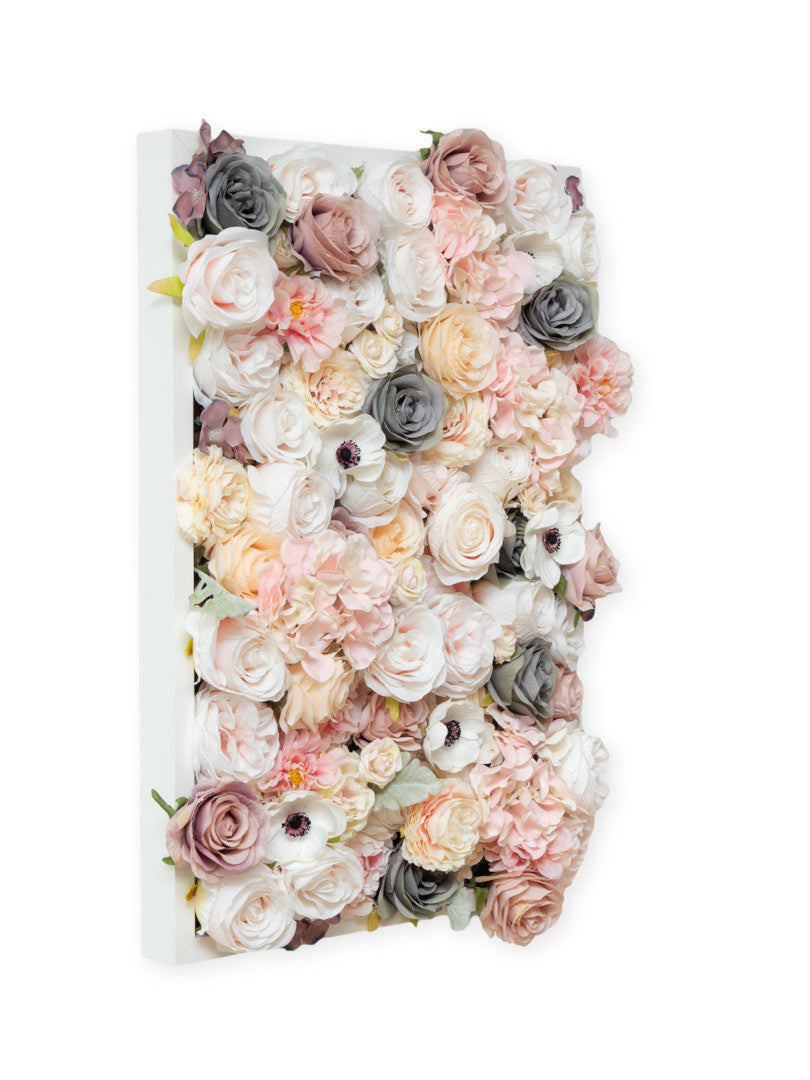 Flowerframe "HOME" aus Realtouch Kunstpflanzen, Holzrahmen mit weißem Decor - nelliflower.de