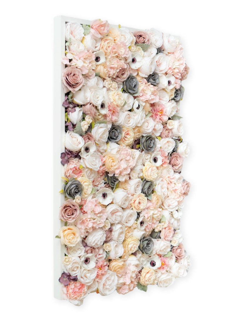 Flowerframe "HOME" aus Realtouch Kunstpflanzen, Holzrahmen mit weißem Decor - nelliflower.de