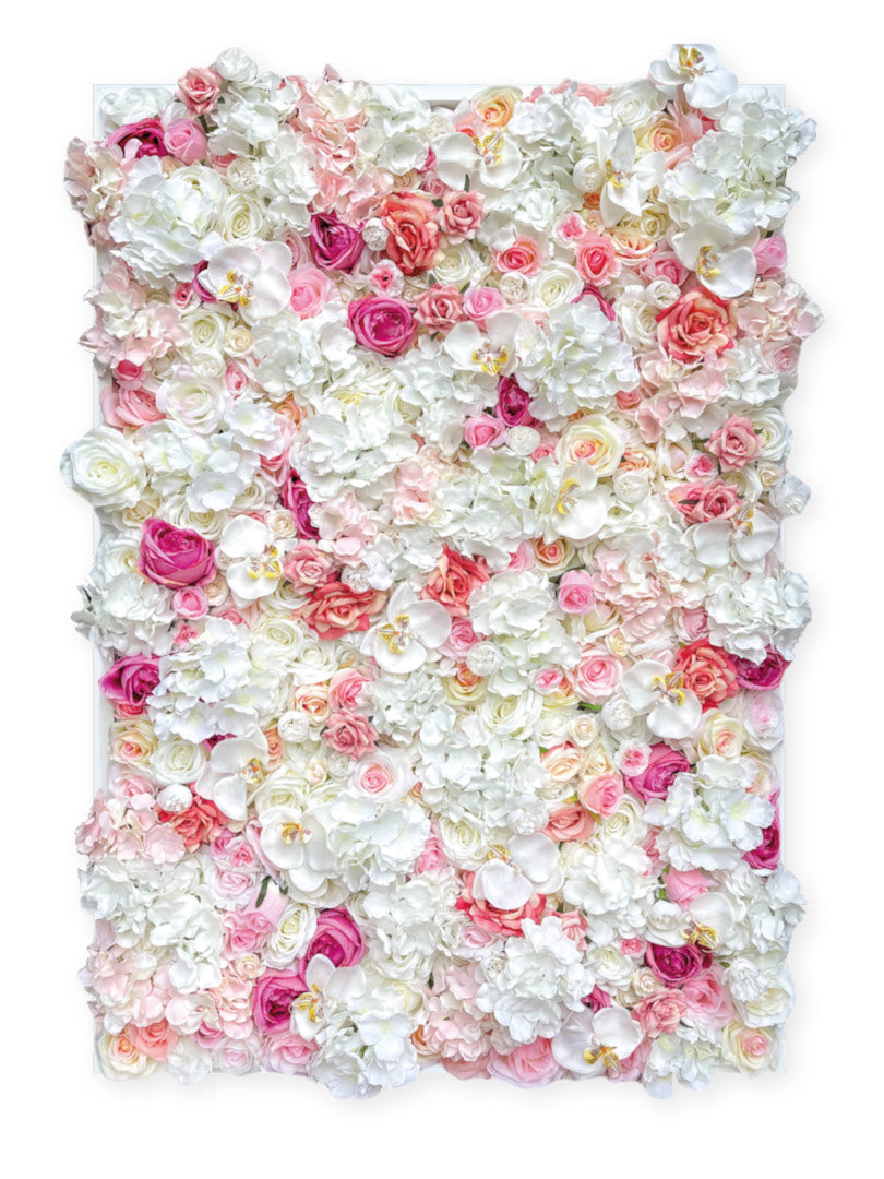 Flowerframe "MELODY" aus Realtouch Kunstpflanzen, Holzrahmen mit weißem Decor - nelliflower.de