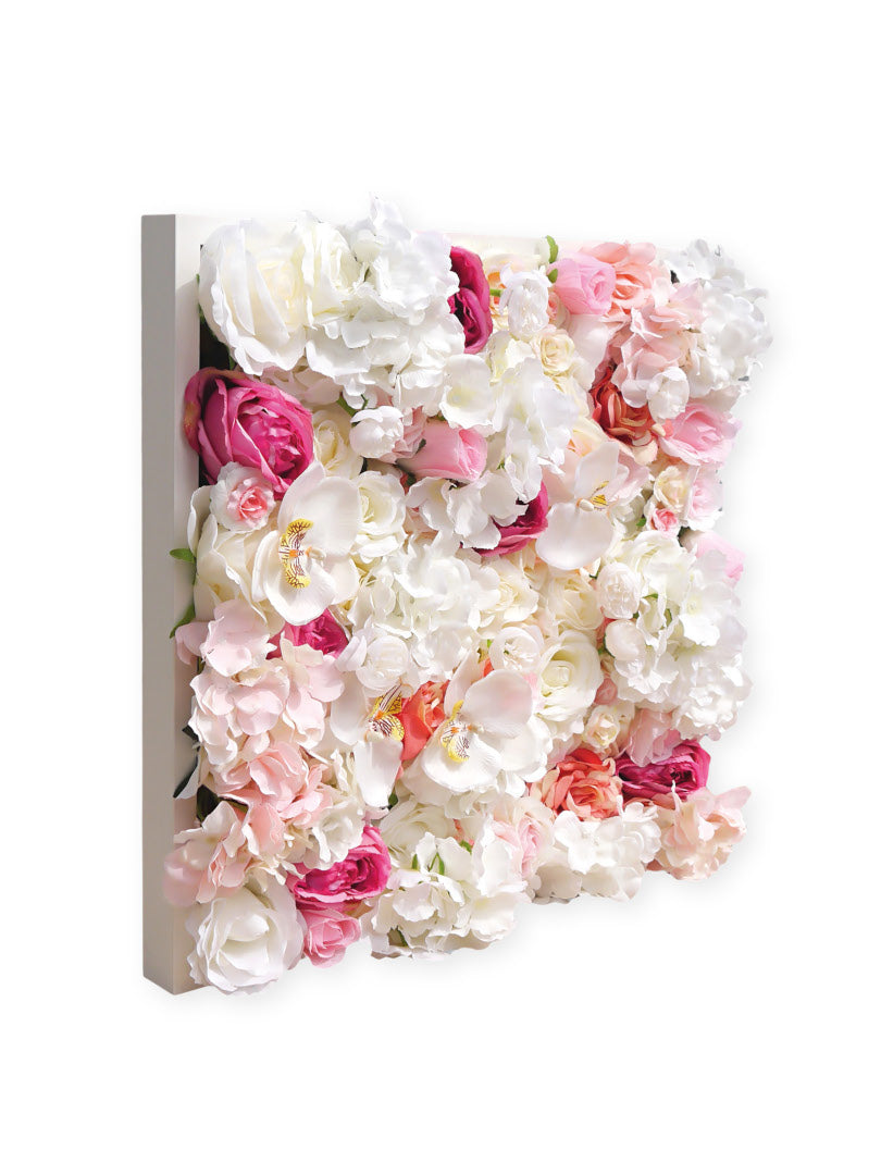 Flowerframe "MELODY" aus Realtouch Kunstpflanzen, Holzrahmen mit weißem Decor - nelliflower.de