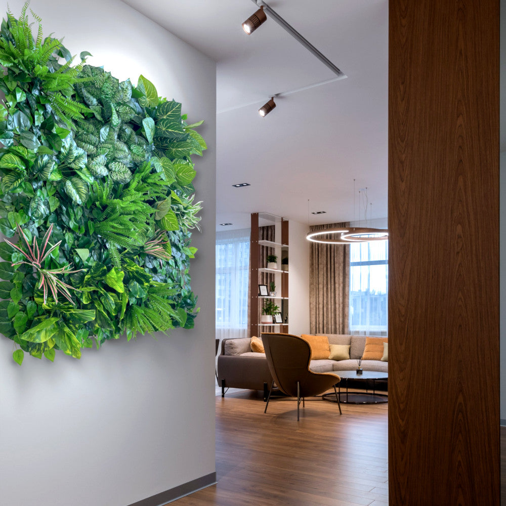 Pflanzenwand "URBAN JUNGLE" aus Realtouch Kunstpflanzen - nelliflower.de