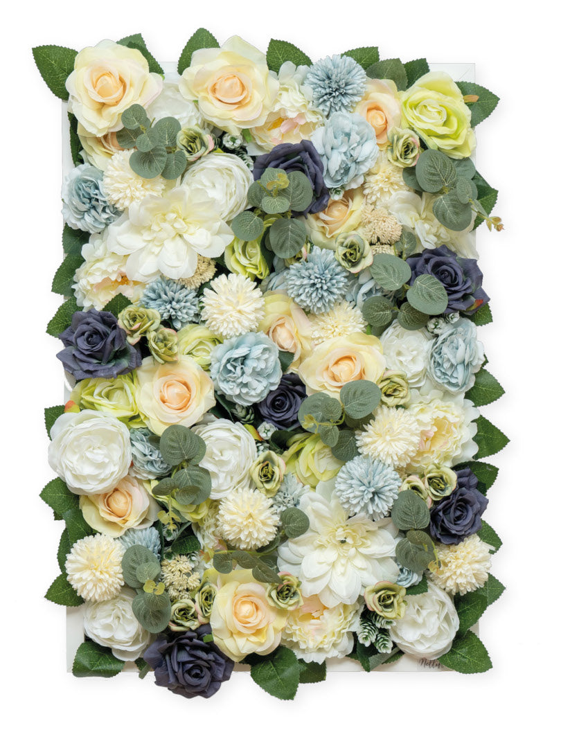Flowerframe "SCHARFSINN" aus Realtouch Kunstpflanzen, Holzrahmen mit weißem Decor - nelliflower.de