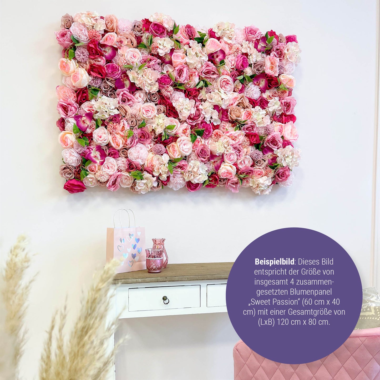 Blumenpanel "SWEET PASSION" aus Realtouch Kunstpflanzen