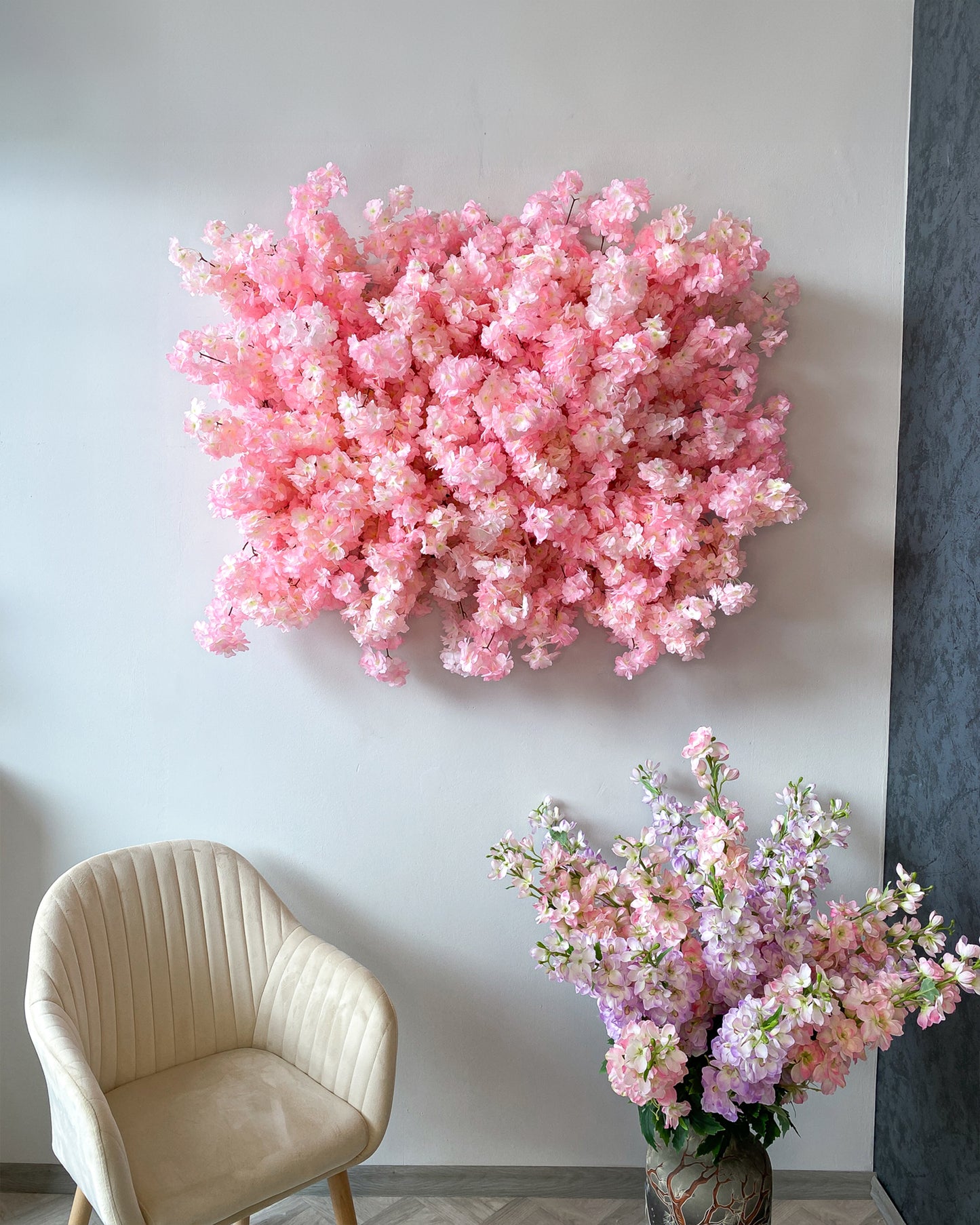 Flower wall "CHERRY LADY" made of Realtouch artificial plants