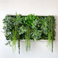 Plantframe/Pflanzenwand/Mooswand "BOGOTÁ" aus Realtouch Kunstpflanzen mit grauem Fichtenholzrahmen