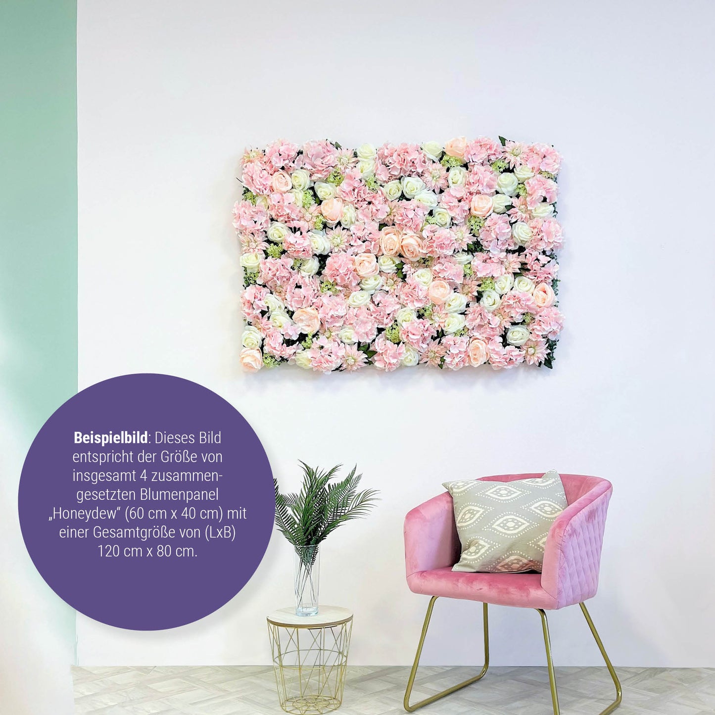 Flower panel "HONEYDEW" made of Realtouch artificial plants