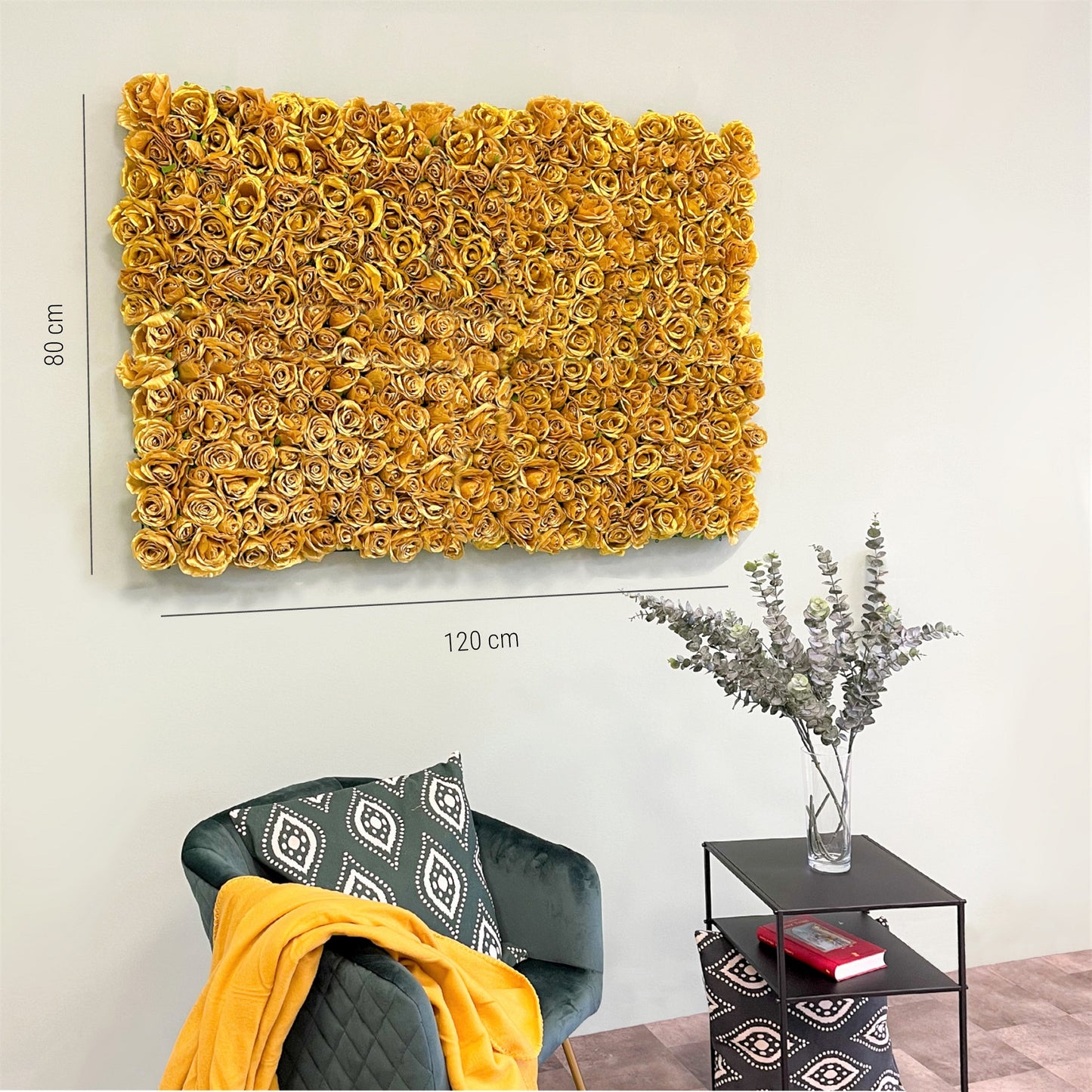 Flower wall "GOLDEN STAR" made of Realtouch artificial plants