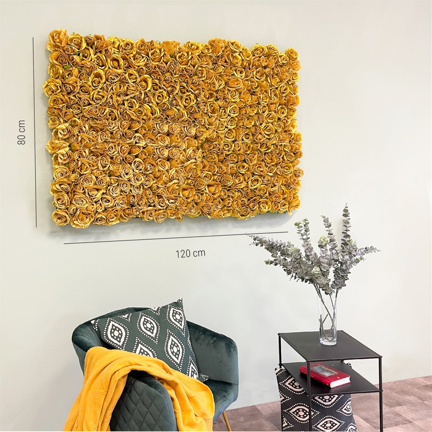 Blumenwand „GOLDEN STAR“ aus Realtouch Kunstpflanzen