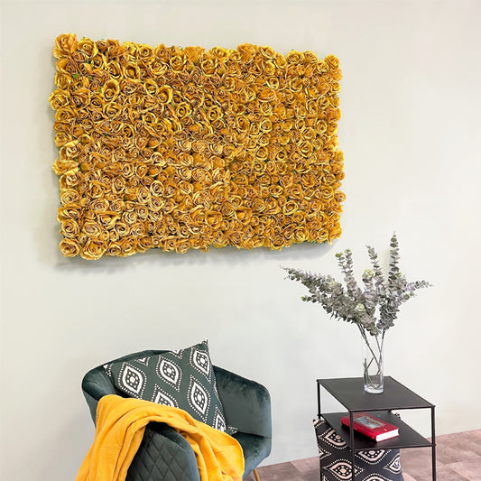 Flower wall "GOLDEN STAR" made of Realtouch artificial plants